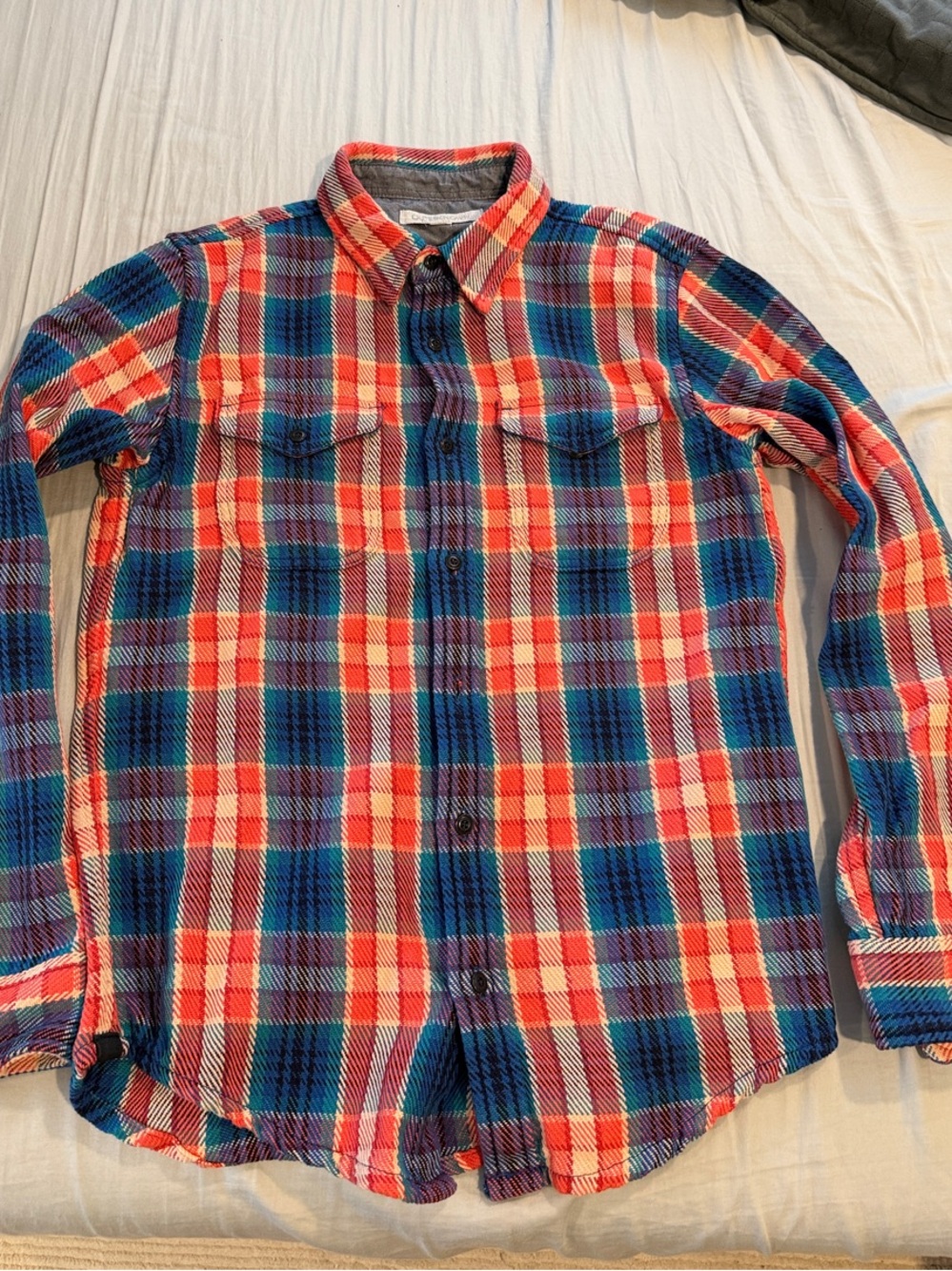 Outerknown Red & Blue Plaid Casual Button-Down Blanket Shirt